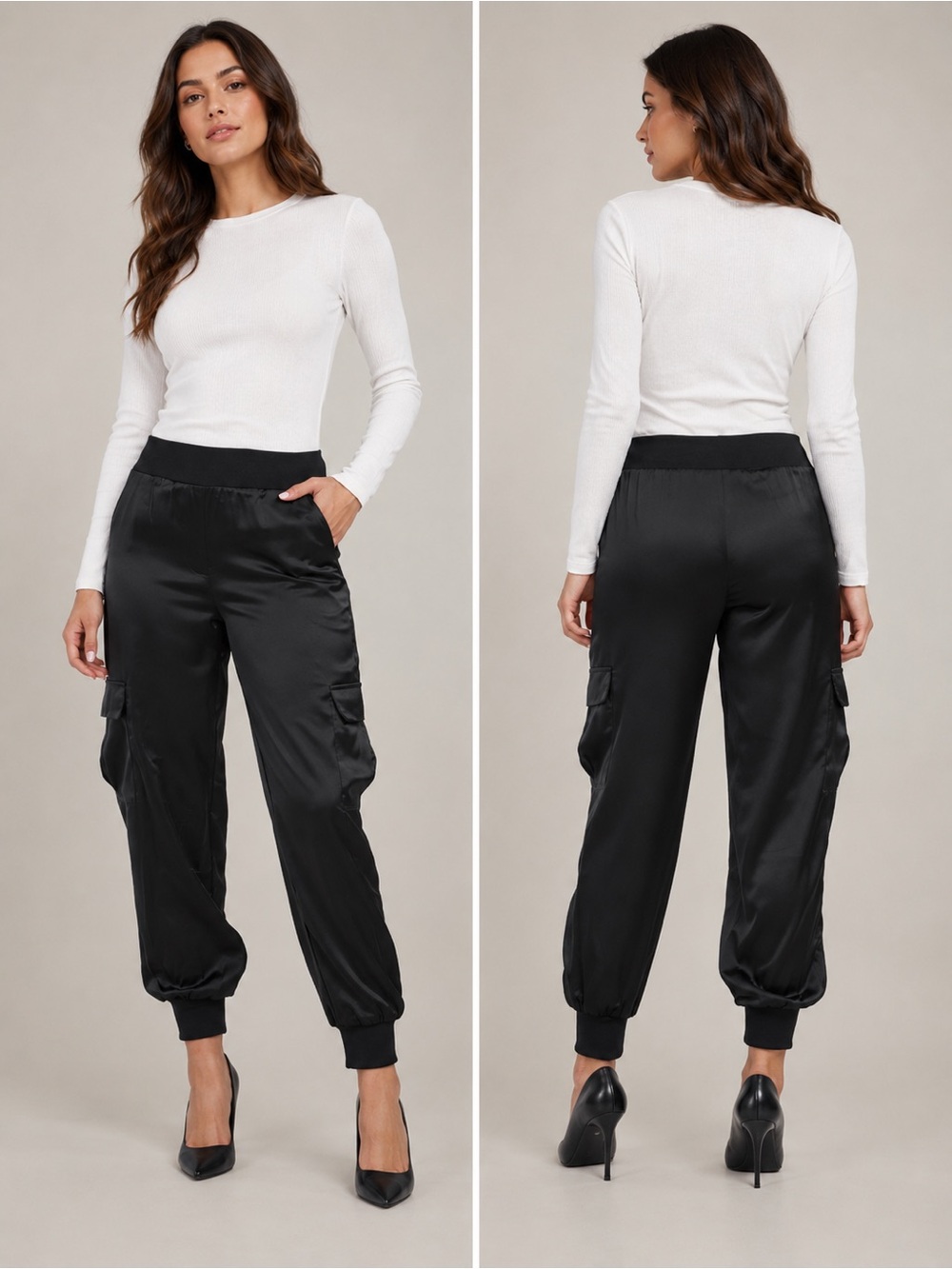 RACHEL‎ ZOE Satin Cargo Joggers